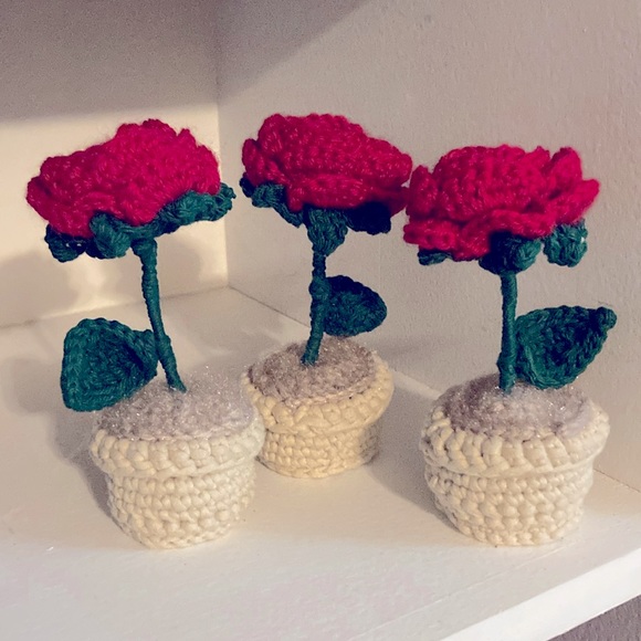 Hand Crafted Other - COPY - Crochet Rose in a Pot